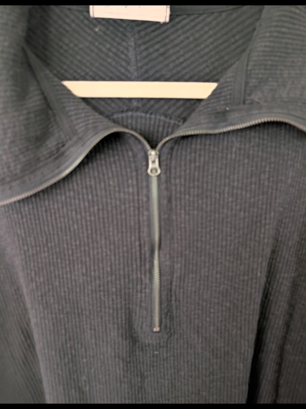 We The Free Black Quarter-Zip Ribbed Long Sleeve Pullover - Oversized Medium - Picture 4 of 8